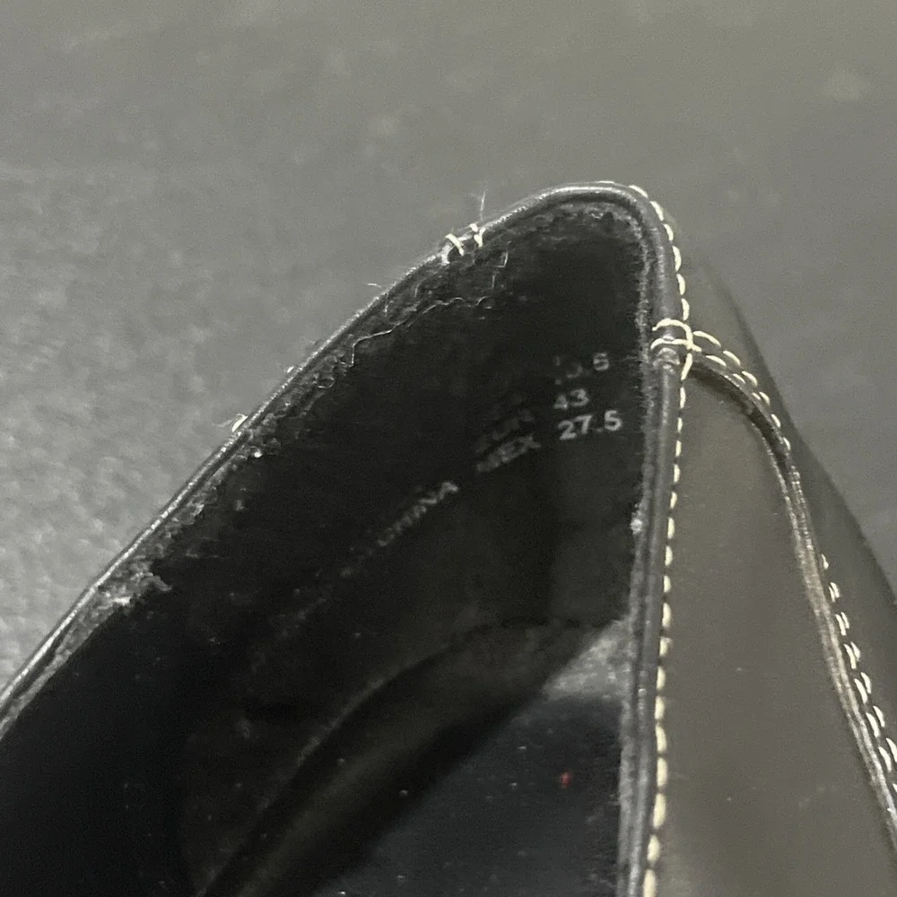 Vtg Y2K Black Platform‎ Chunky Heel Loafers Faux Leather Loafer 90s Sz 10.5 Lug - Picture 8 of 8